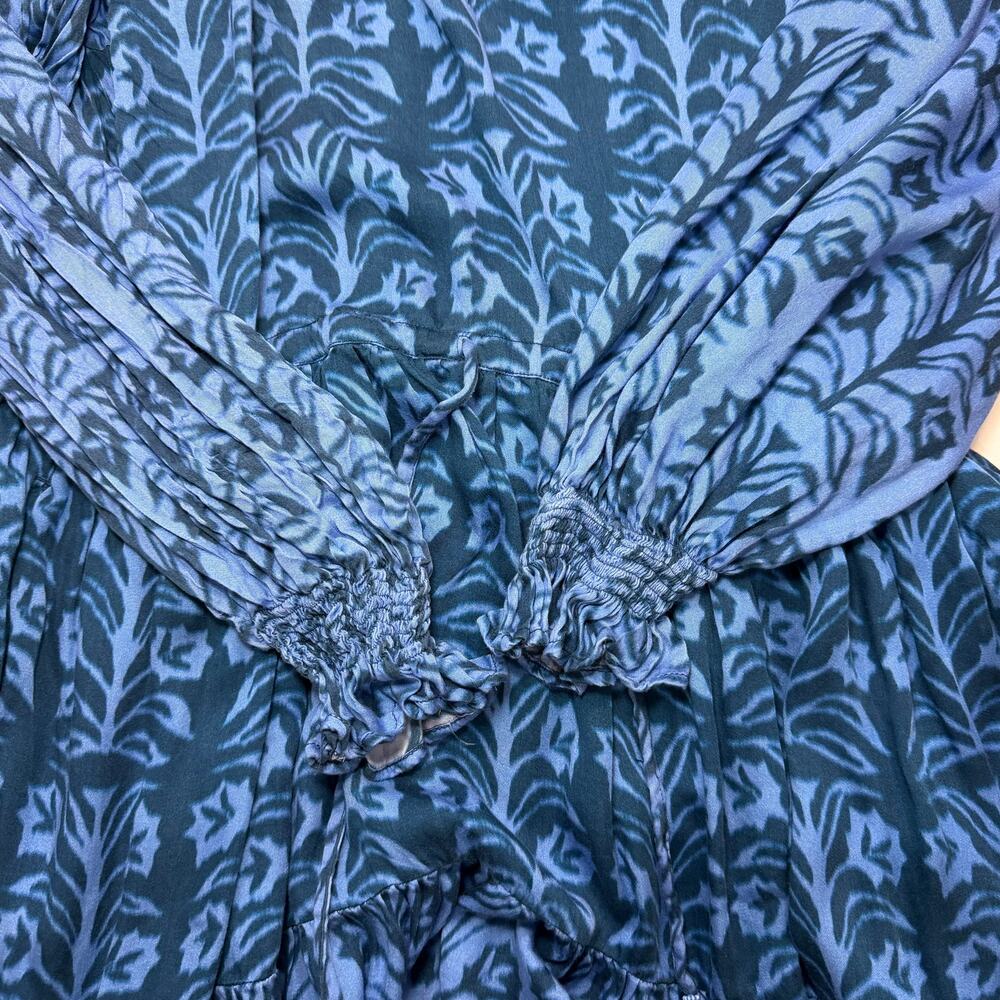 Omika Riviera Mini Dress XL Indigo Blue Print Boho Resort Kaftan Style - Picture 9 of 15